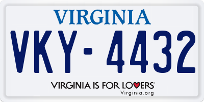 VA license plate VKY4432