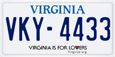 VA license plate VKY4433