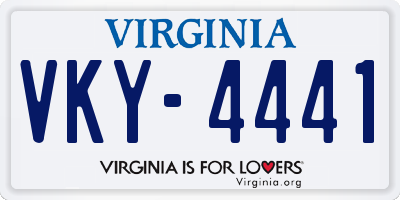 VA license plate VKY4441