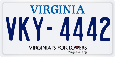 VA license plate VKY4442