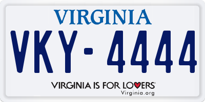 VA license plate VKY4444