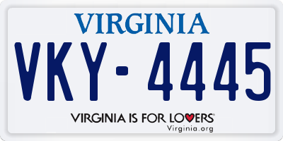 VA license plate VKY4445