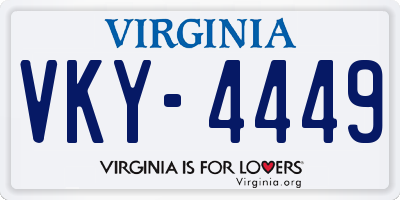 VA license plate VKY4449
