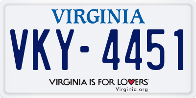 VA license plate VKY4451