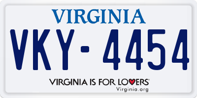 VA license plate VKY4454