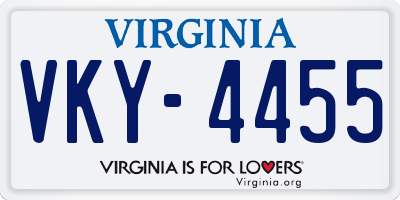VA license plate VKY4455