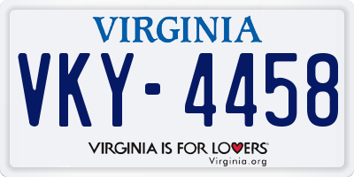 VA license plate VKY4458