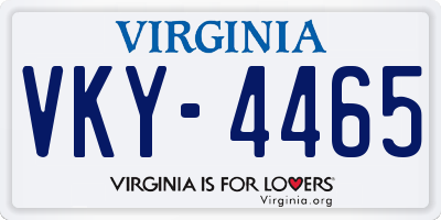 VA license plate VKY4465