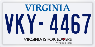 VA license plate VKY4467