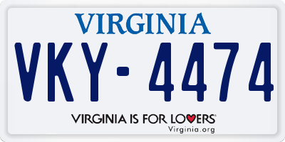 VA license plate VKY4474