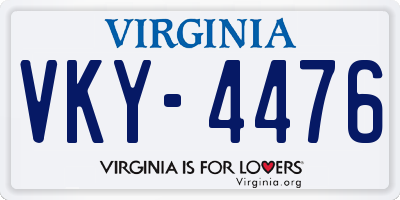 VA license plate VKY4476