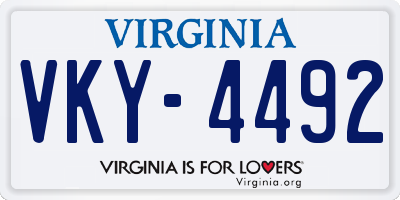 VA license plate VKY4492