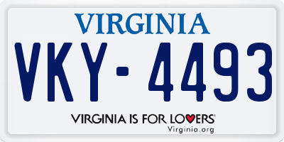 VA license plate VKY4493