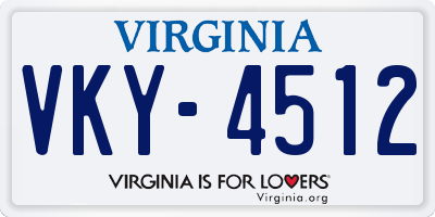 VA license plate VKY4512