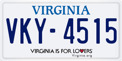 VA license plate VKY4515