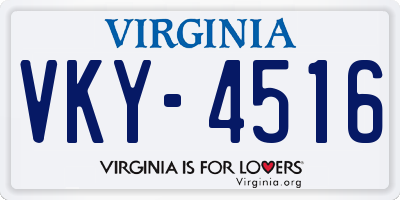 VA license plate VKY4516