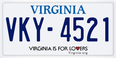 VA license plate VKY4521