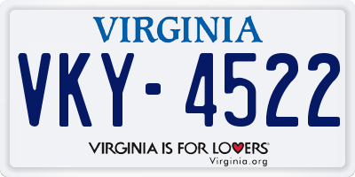 VA license plate VKY4522