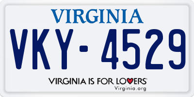 VA license plate VKY4529