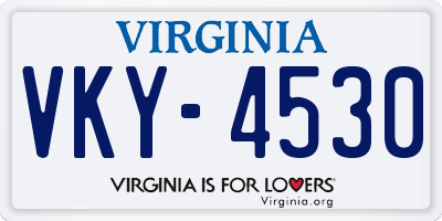 VA license plate VKY4530