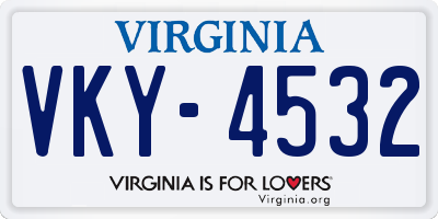 VA license plate VKY4532