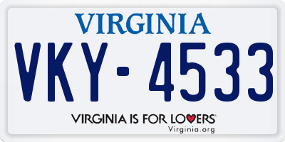 VA license plate VKY4533