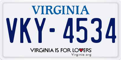 VA license plate VKY4534