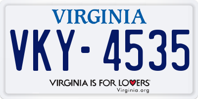 VA license plate VKY4535