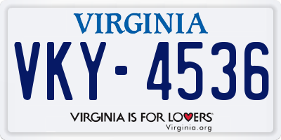 VA license plate VKY4536