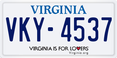 VA license plate VKY4537