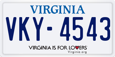 VA license plate VKY4543