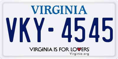 VA license plate VKY4545