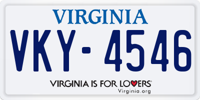VA license plate VKY4546