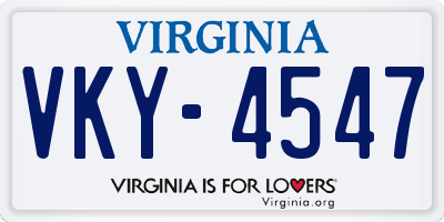 VA license plate VKY4547