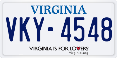 VA license plate VKY4548