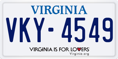 VA license plate VKY4549