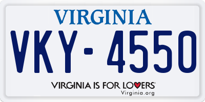 VA license plate VKY4550
