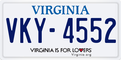 VA license plate VKY4552