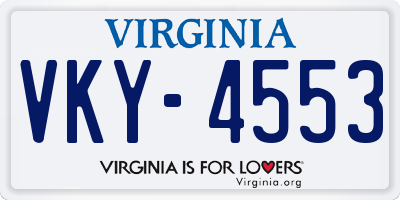 VA license plate VKY4553