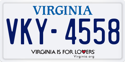 VA license plate VKY4558