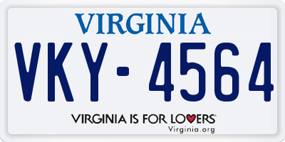 VA license plate VKY4564