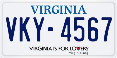 VA license plate VKY4567