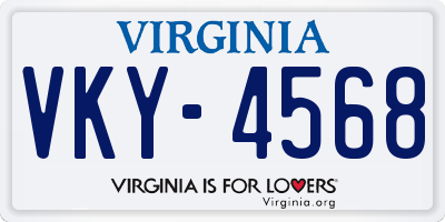 VA license plate VKY4568