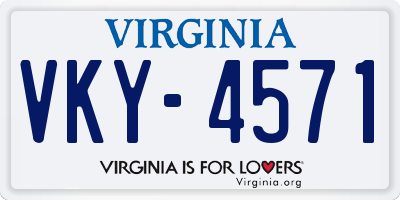 VA license plate VKY4571