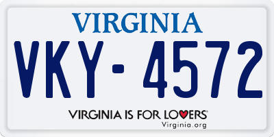 VA license plate VKY4572