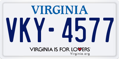 VA license plate VKY4577