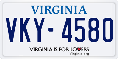 VA license plate VKY4580