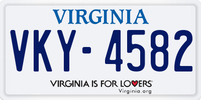 VA license plate VKY4582