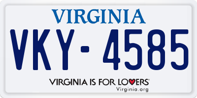 VA license plate VKY4585