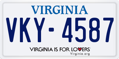 VA license plate VKY4587